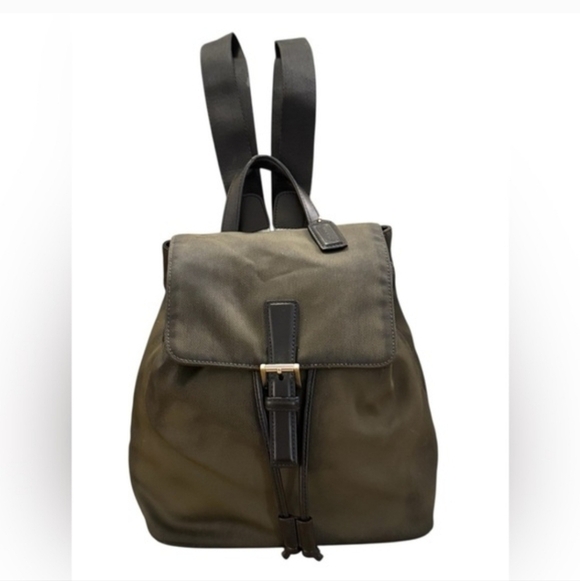Vintage Coach Mercer Twill Nylon Mini Backpack | 2002 | Olive Green Leather Trim main image 5